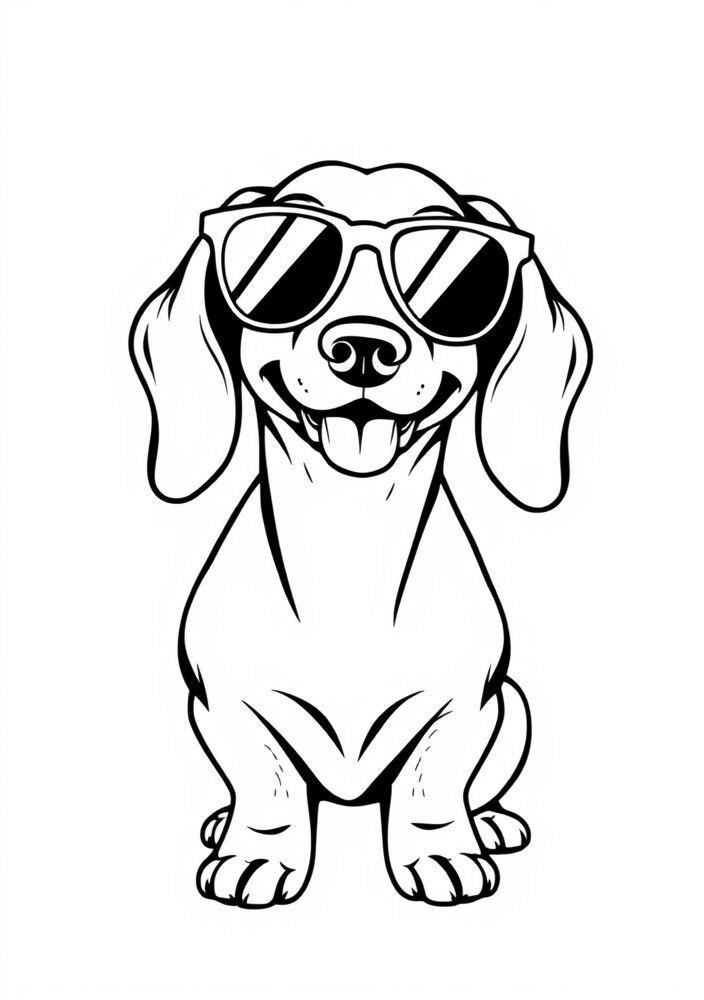 Desenho de Dachshund com óculos de sol para colorir