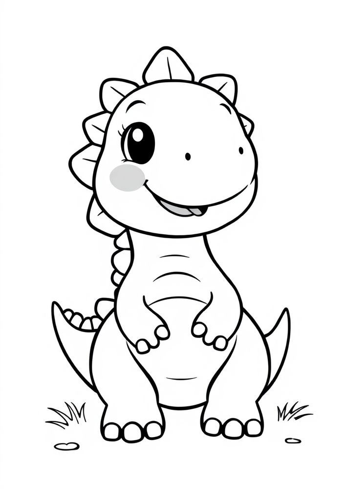 Desenho de Dino Kawaii para colorir