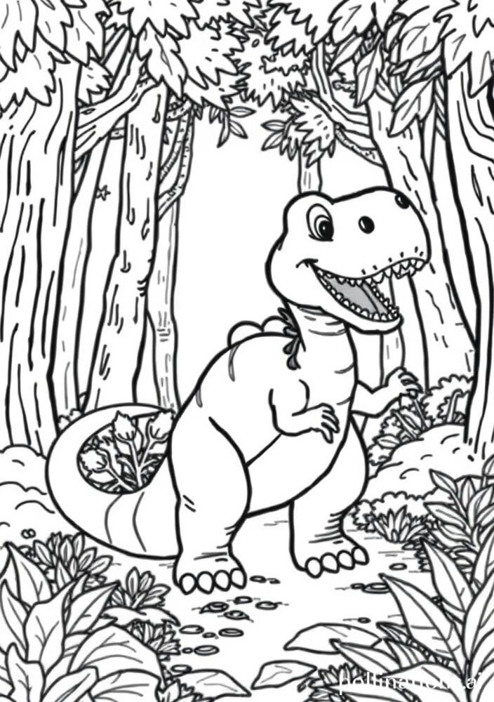 Desenho de Dinossauro Brincando para colorir