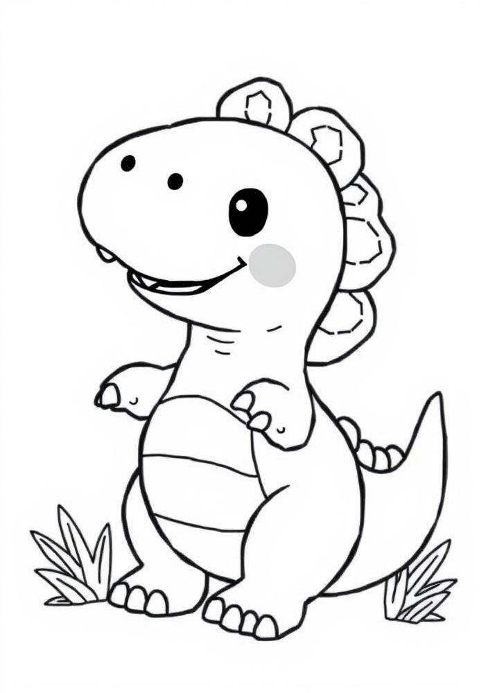 Desenho de Dinossauro Kawaii para colorir