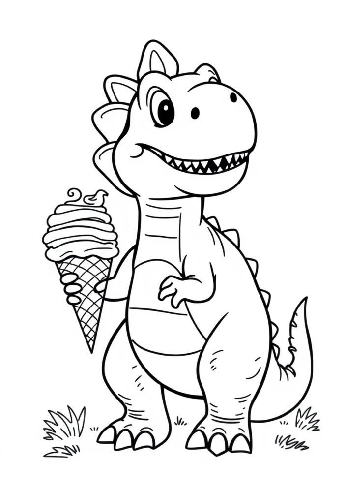 Desenho de Dinossauro e Gelato para colorir