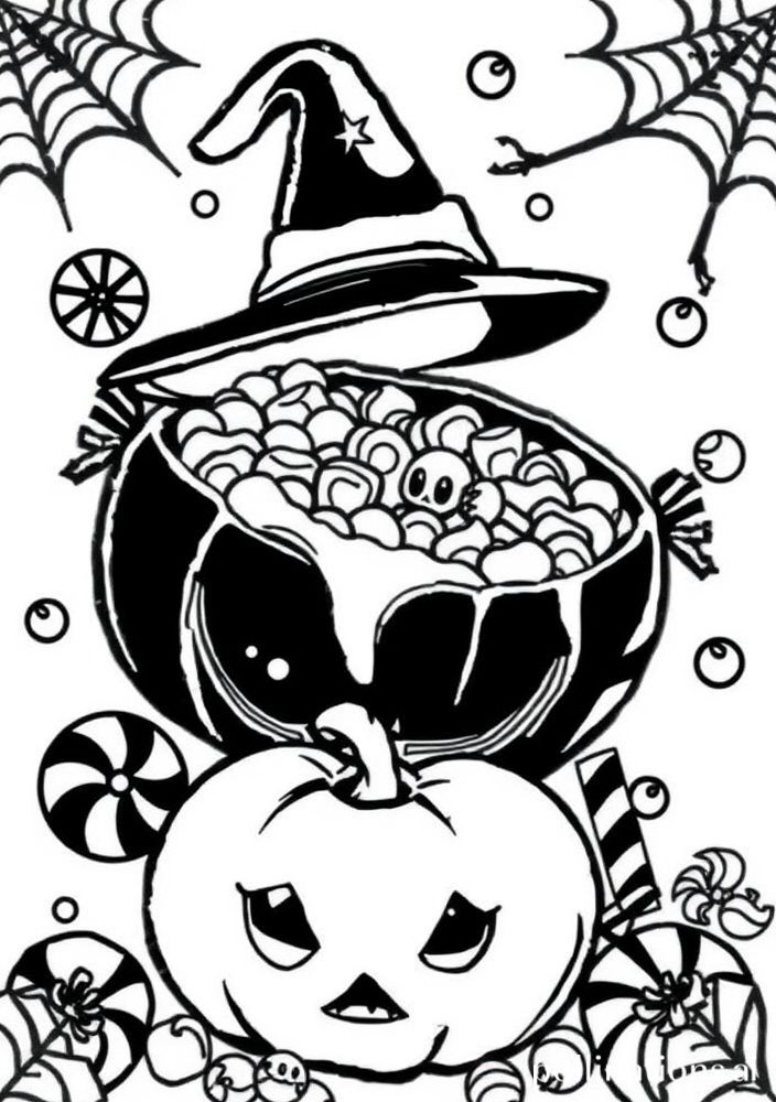 Desenho de Doces de Halloween para colorir
