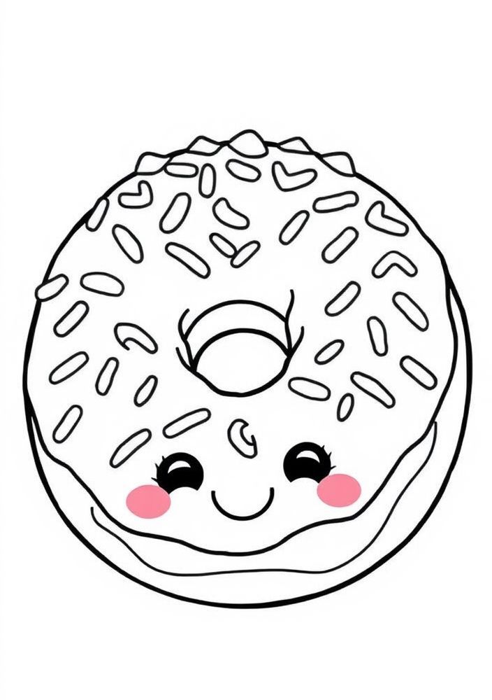 Desenho de Donut Kawaii para colorir