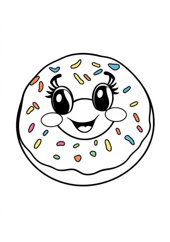 Desenho de Donut Kawaii para colorir