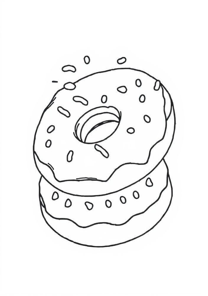 Desenho de Donuts com Cobertura Colorida para Colorir