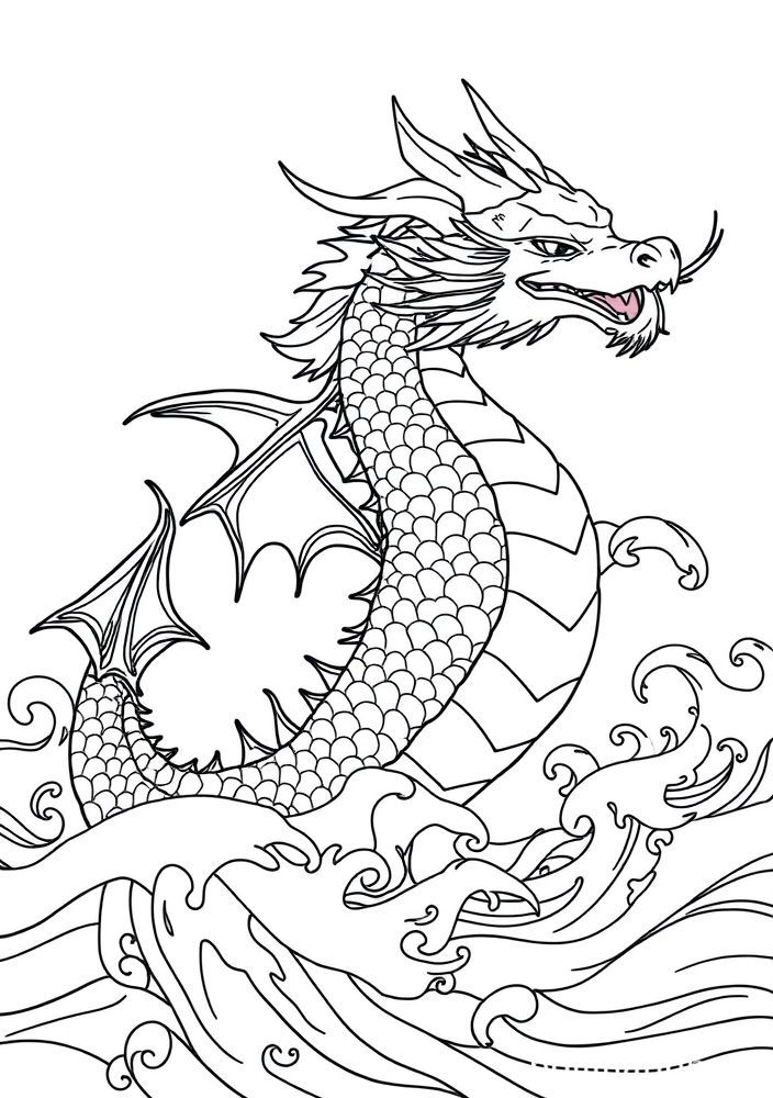 Desenho de Dragão Azul Marinho para colorir
