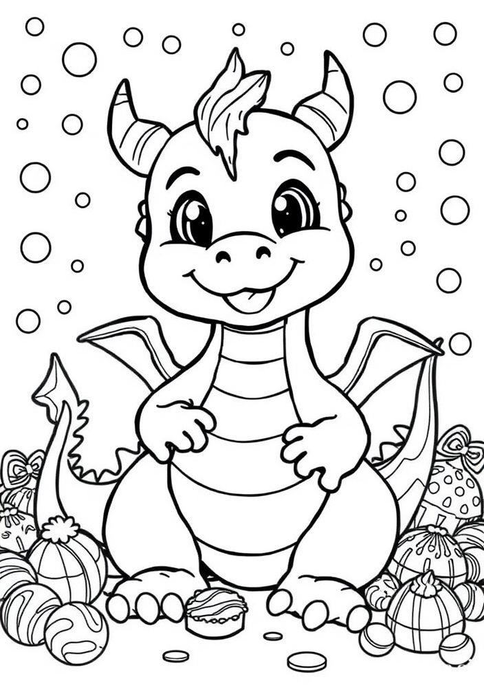 Desenho de Dragão Fanático por Doces para colorir