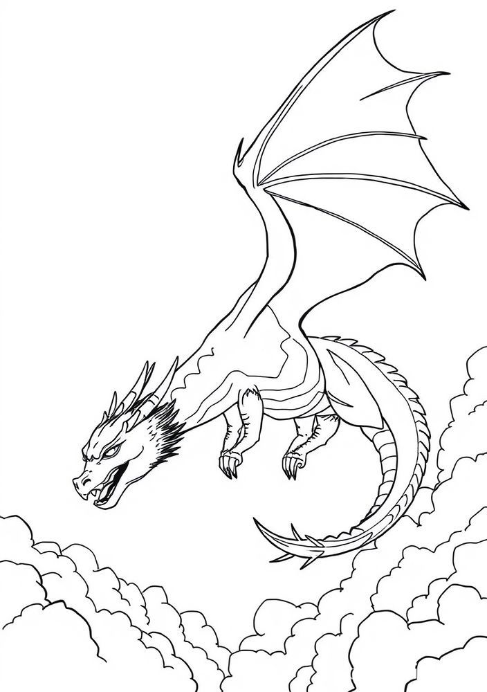 Desenho de Dragão Fantástico para Colorir