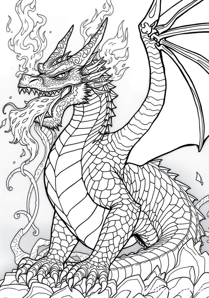 Desenho de Dragão Fantástico para colorir