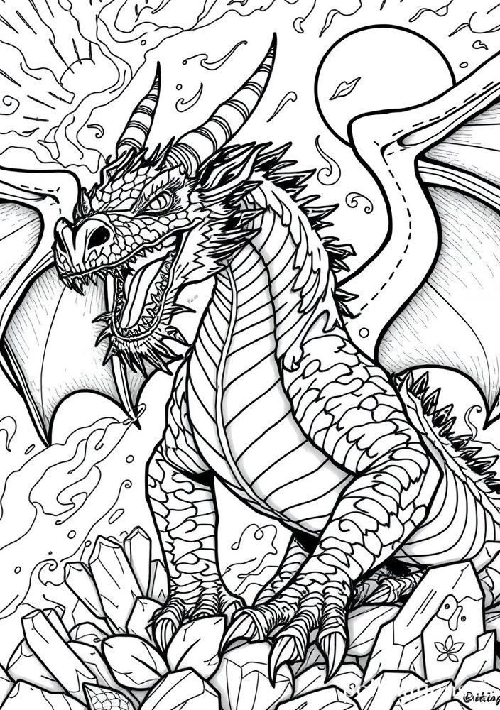 Desenho de Dragão Feroz para Colorir