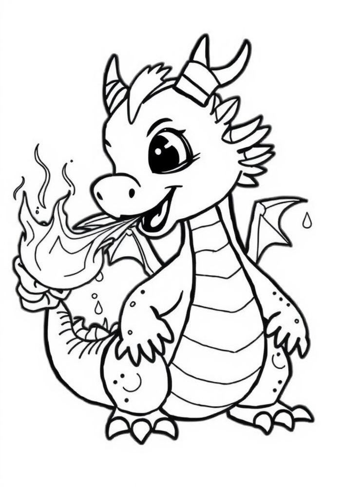 Desenho de Dragão Fofo para colorir