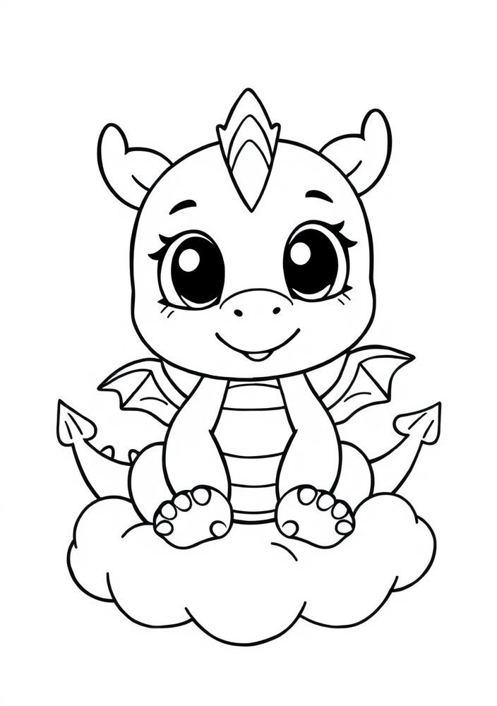 Desenho de Dragão Kawaii para colorir