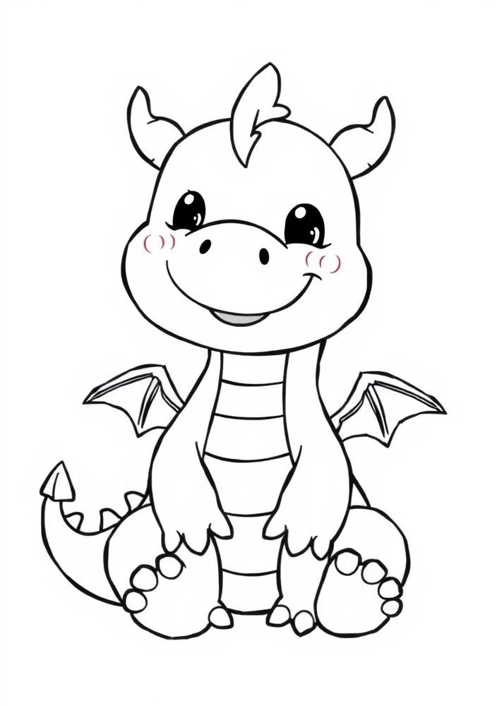 Desenho de Dragão Kawaii para colorir
