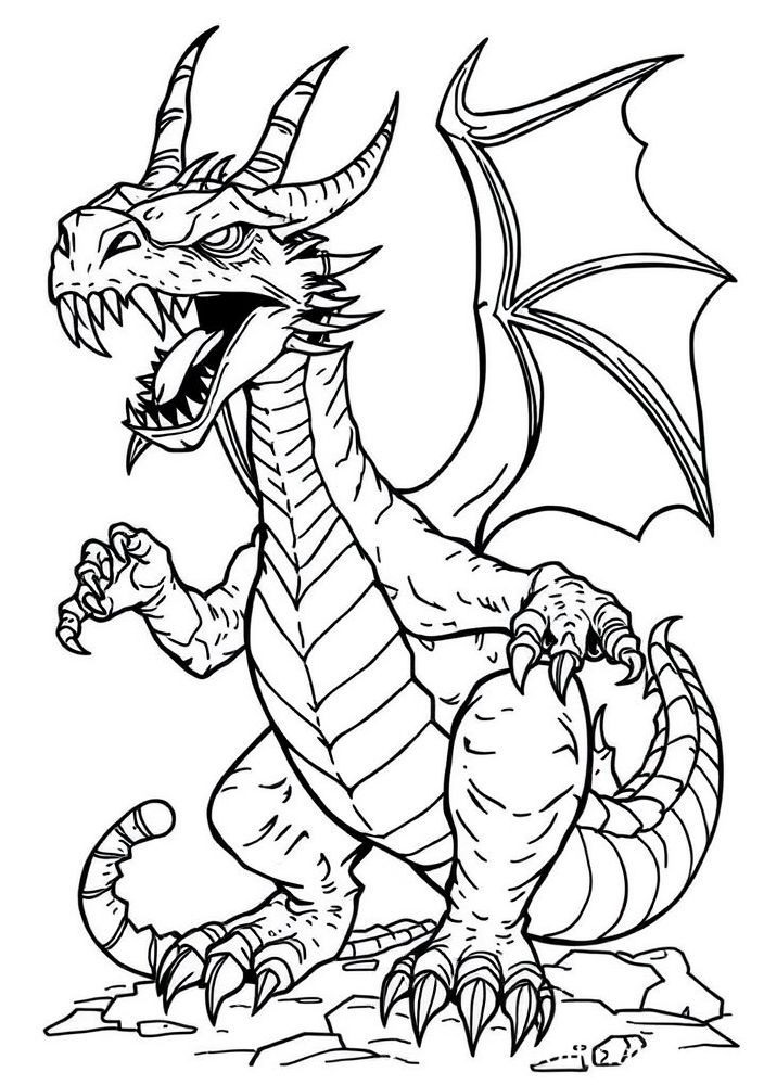 Desenho de Dragão assustador para colorir