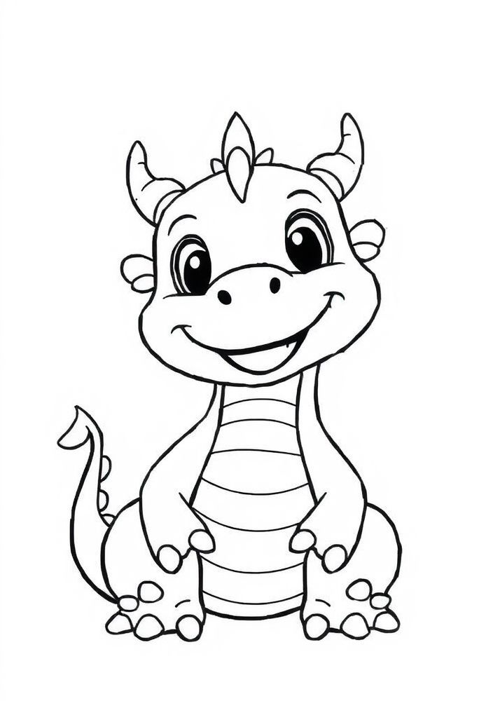 Desenho de Dragão com sorriso para colorir