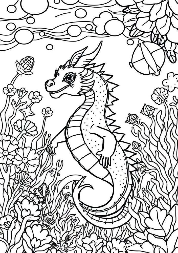 Desenho de Dragão do Mar para colorir