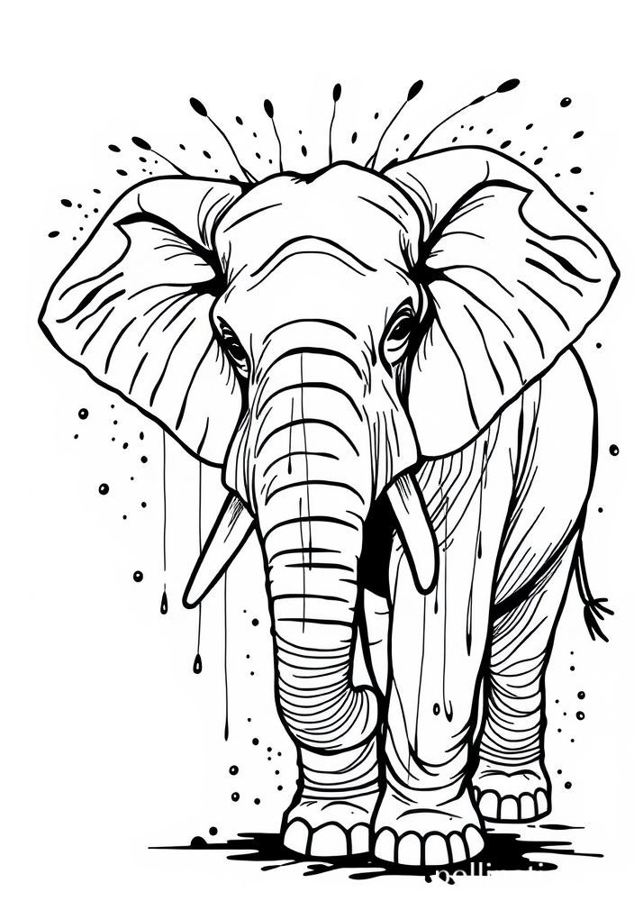 Desenho de Elefante Artístico com Pinturas para colorir