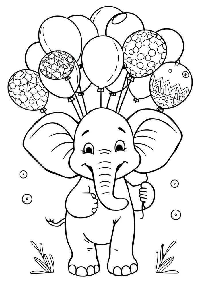 Desenho de Elefante Divertido para colorir