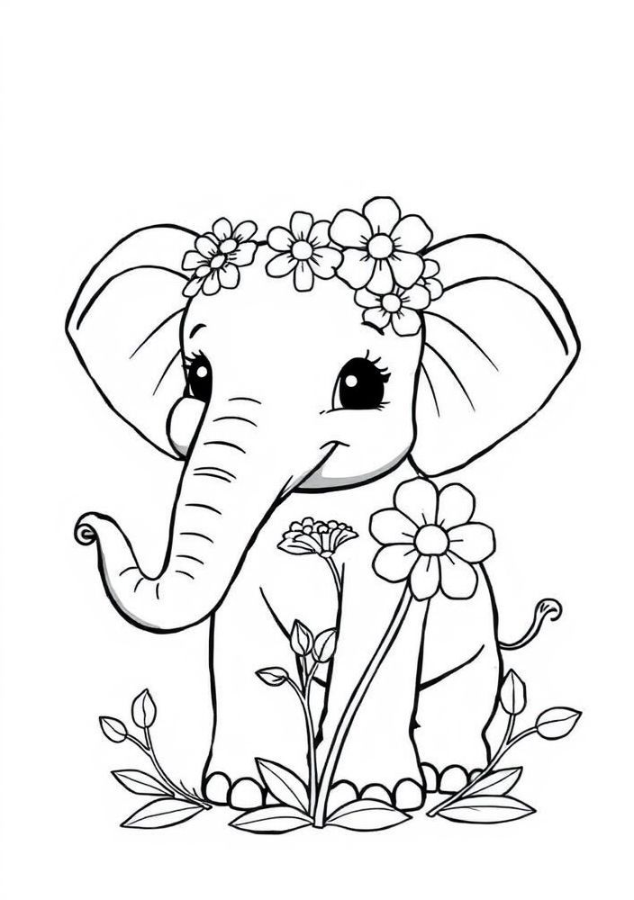 Desenho de Elefante Fofinho para Colorir