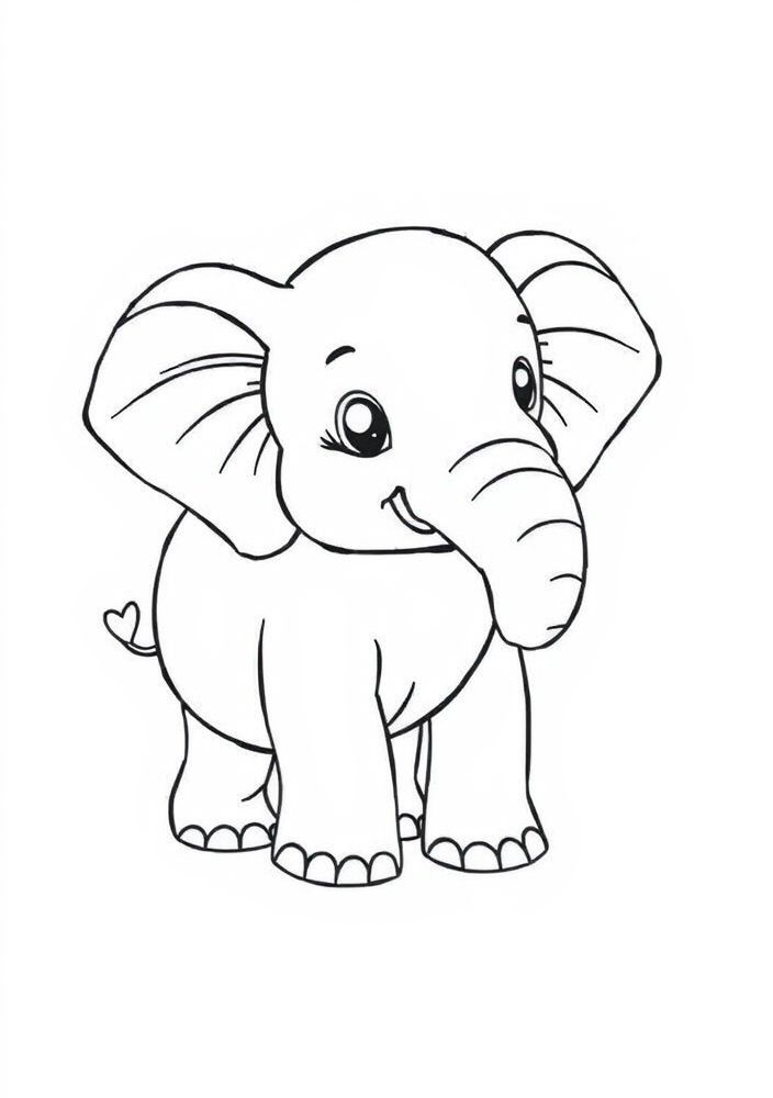 Desenho de Elefante com Coração para colorir