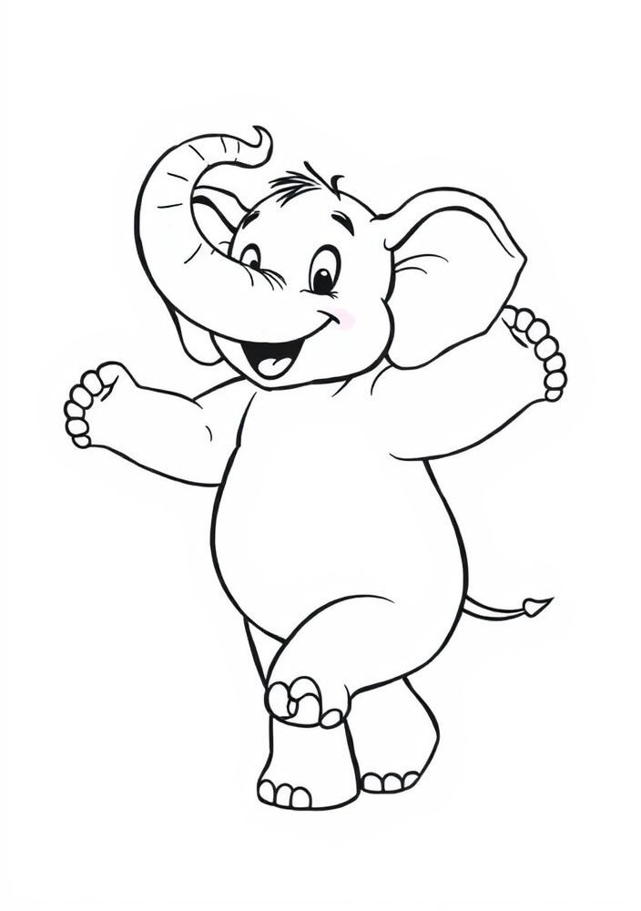 Desenho de Elefante dançando para colorir