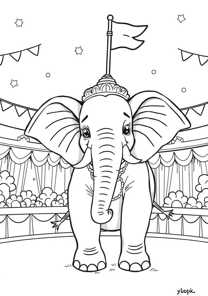 Desenho de Elefante no Circo para colorir