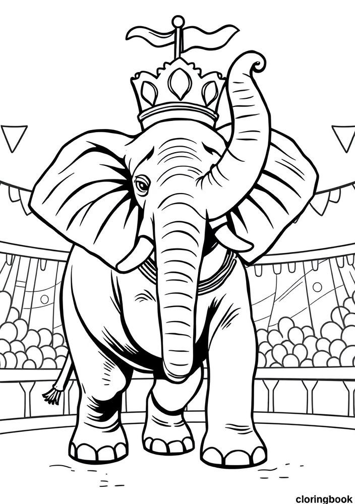 Desenho de Elefante no circo para colorir