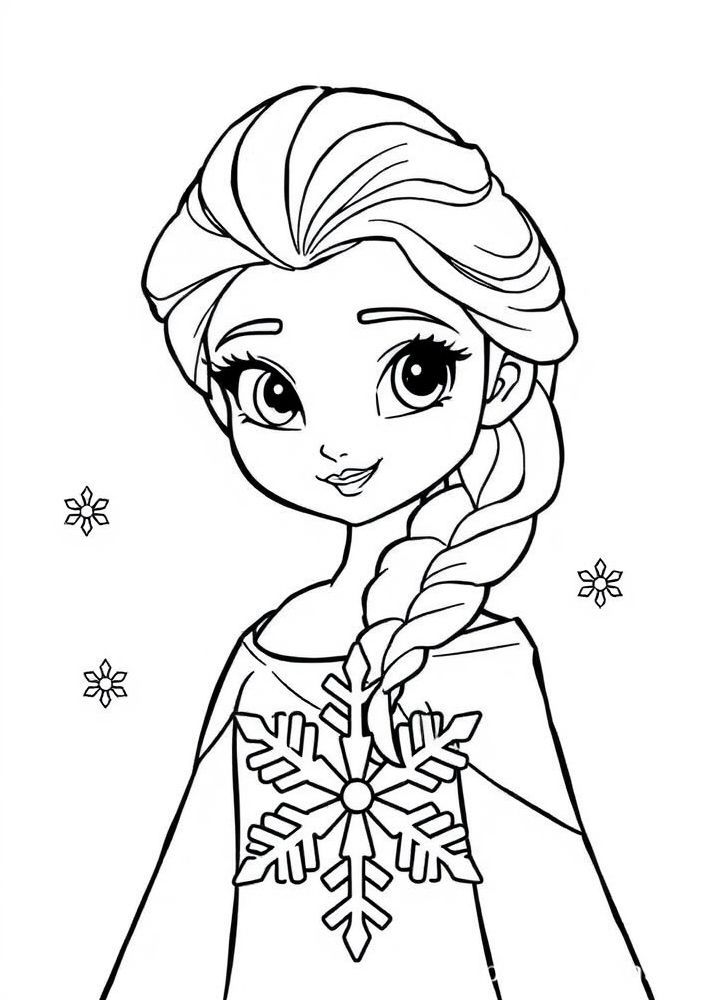 Desenho de Elsa em um floco de neve para colorir