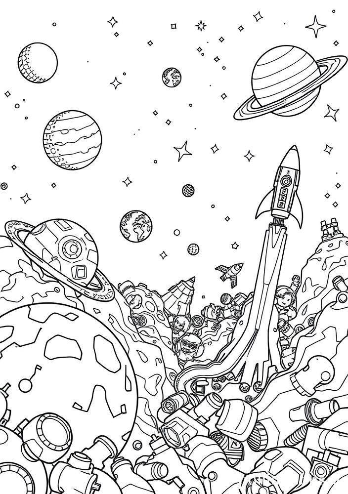 Desenho de Espaço Lego para Colorir