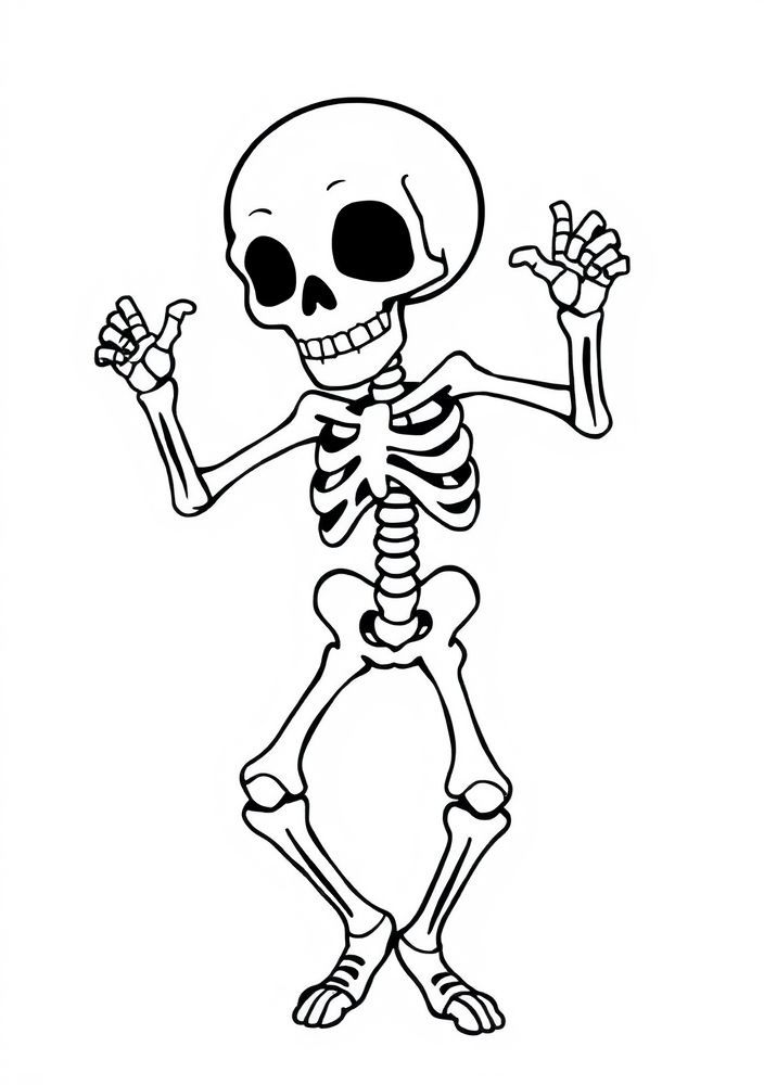 Desenho de Esqueleto Dançante para colorir