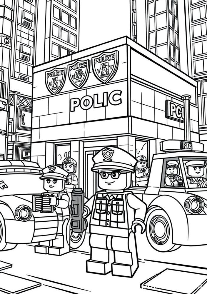 Desenho de Estação de Polícia Lego para colorir
