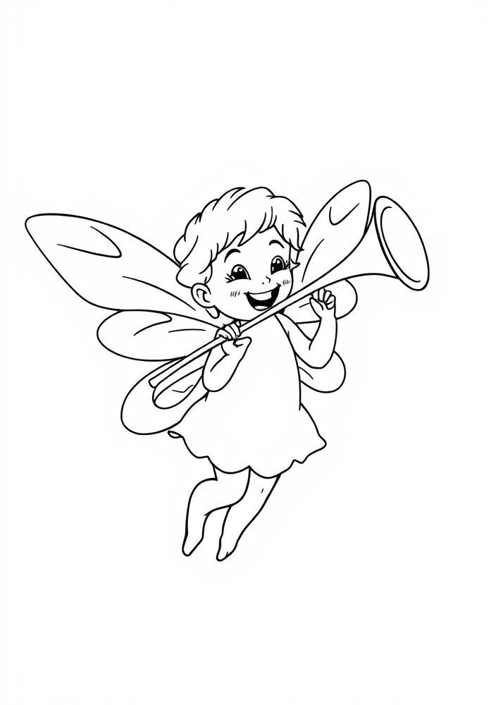 Desenho de Fada dos Dentes com Fanfarras para colorir