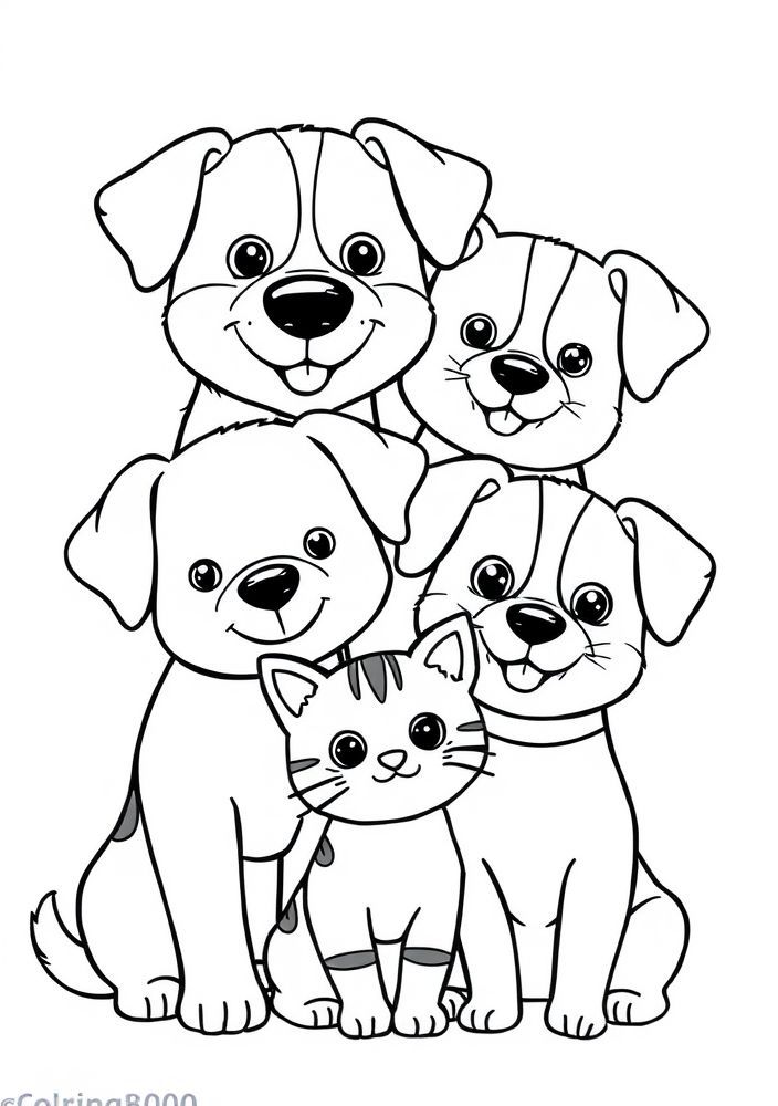 Desenho de Família de Animais para colorir