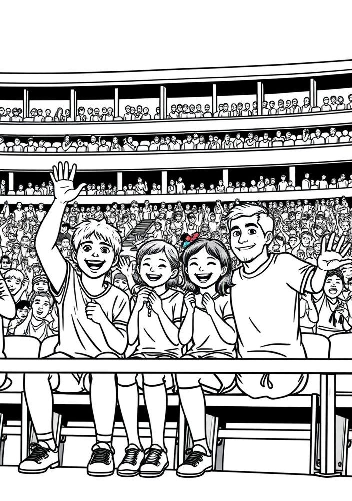 Desenho de Família em um Evento Esportivo para colorir