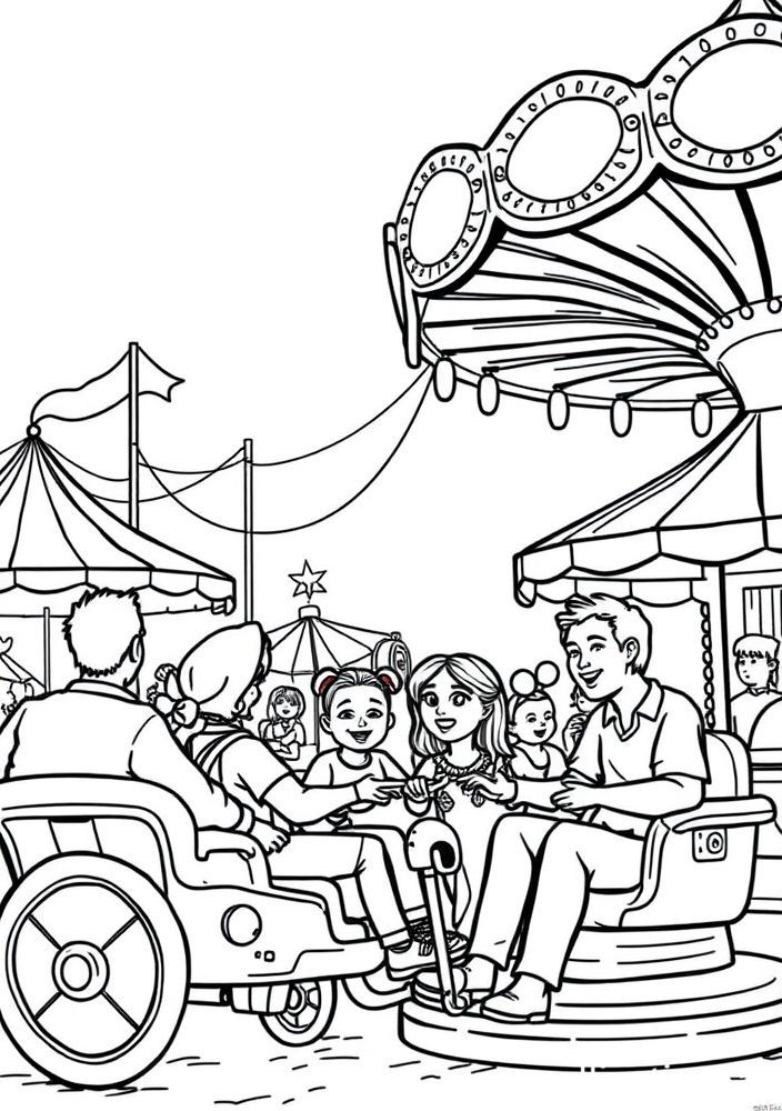 Desenho de Família em um Festival para colorir