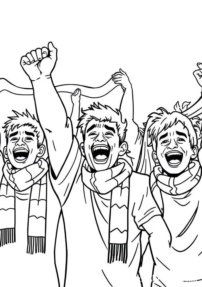 Desenho de Fanáticos com Cachecol para Colorir