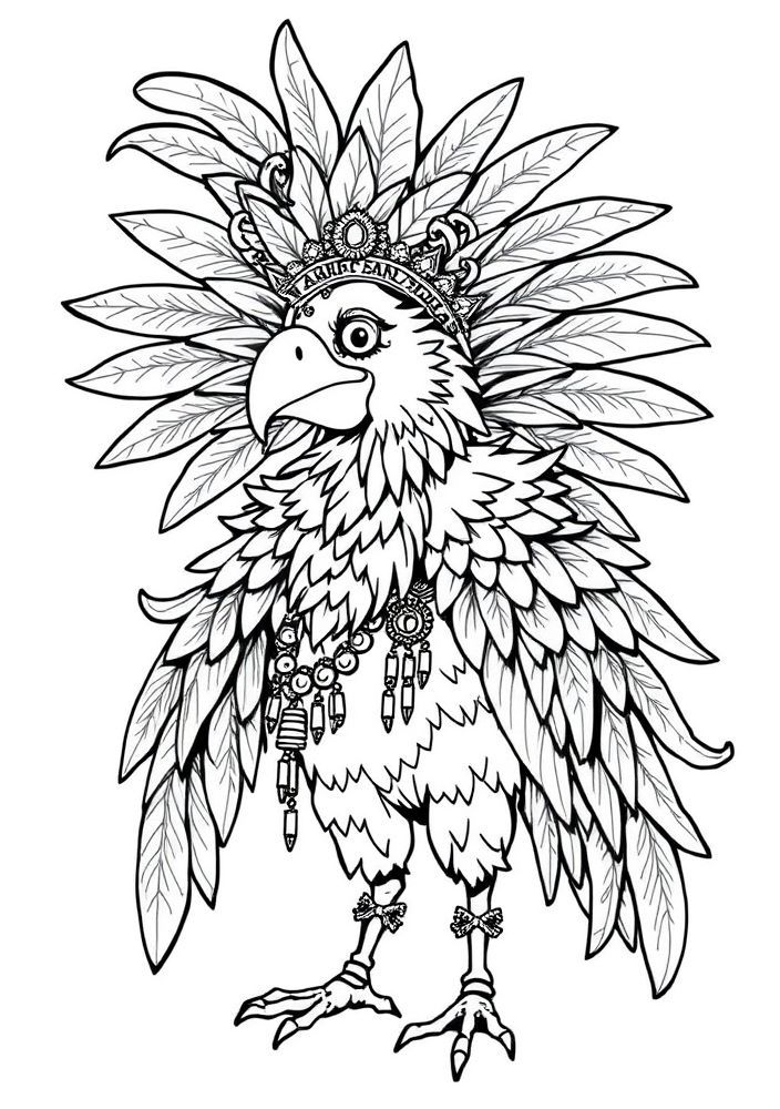 Desenho de Fantasia de Pássaro do Carnaval para colorir