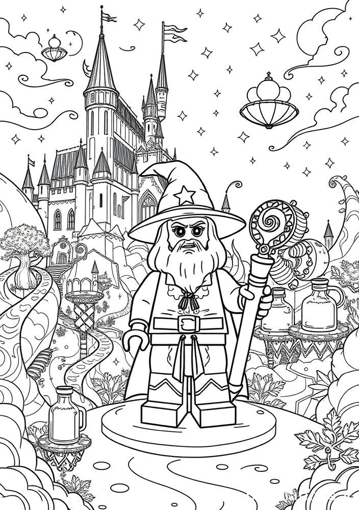 Desenho de Feitiçaria Lego para Colorir