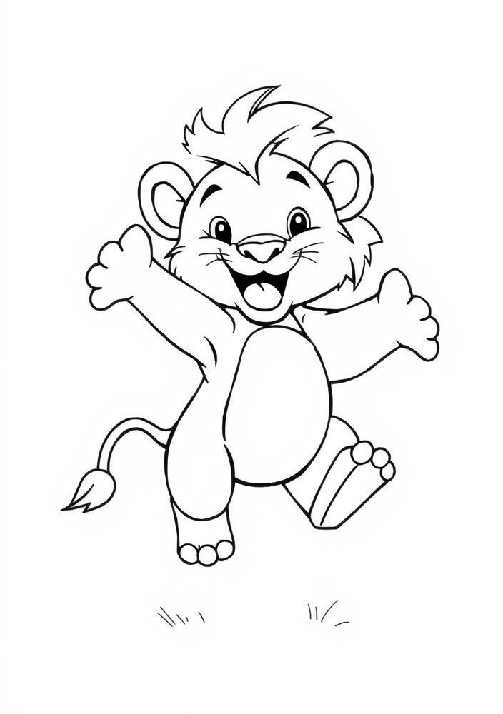 Desenho de Filhote de Leão Brincando para colorir