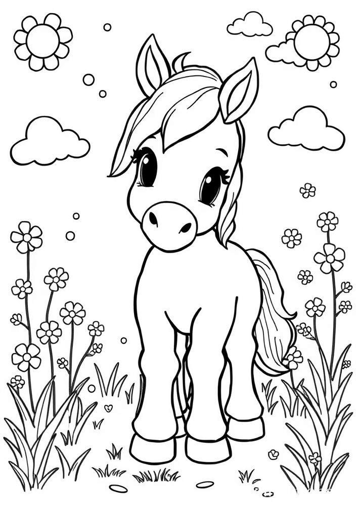 Desenho de Filhotinho de Cavalo para colorir