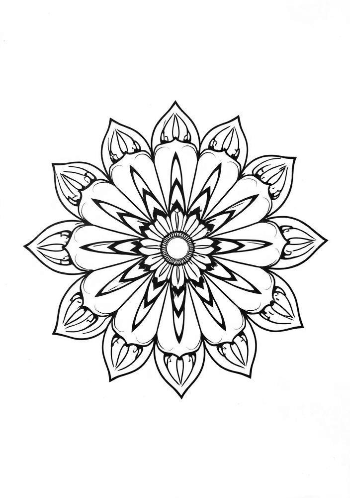 Desenho de Flor com Pétalas Redondas para Colorir
