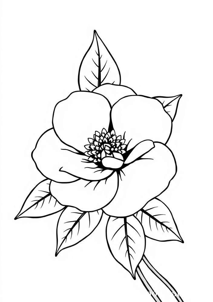 Desenho de Flor de Camélia para Colorir