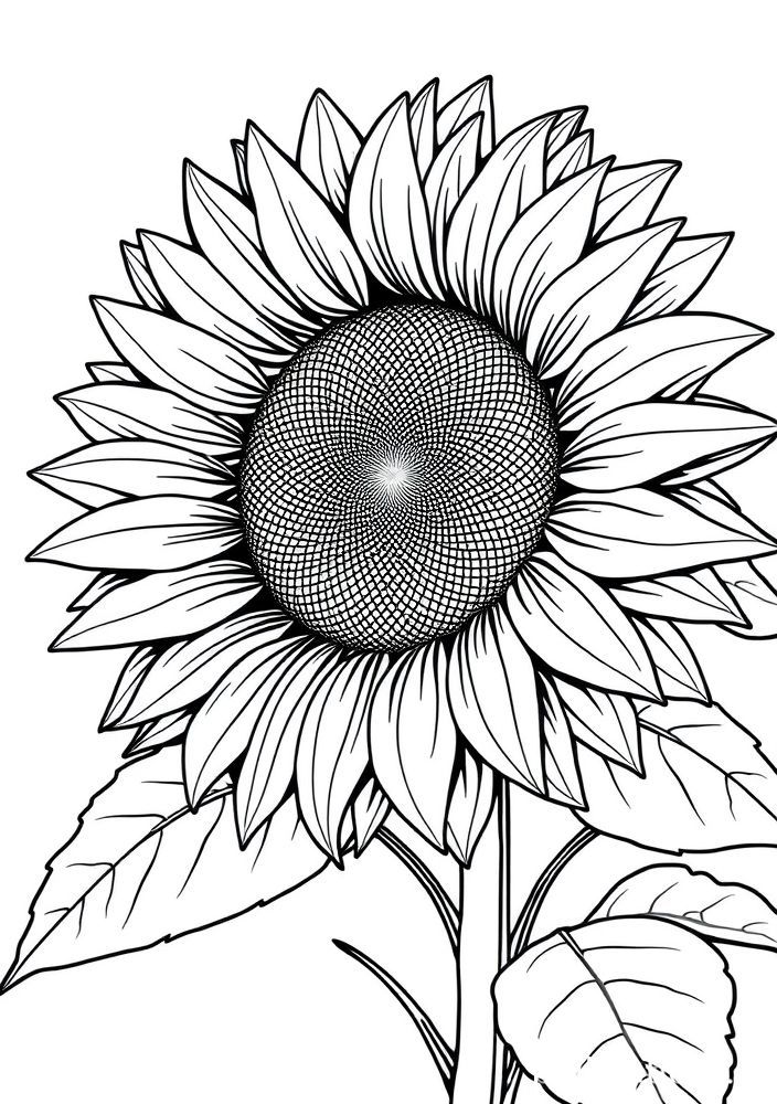 Desenho de Flor de Girasol Grande para colorir