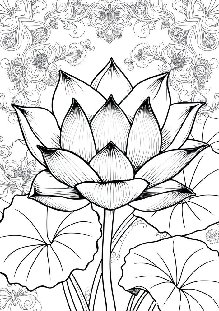 Desenho de Flor de Lótus para colorir