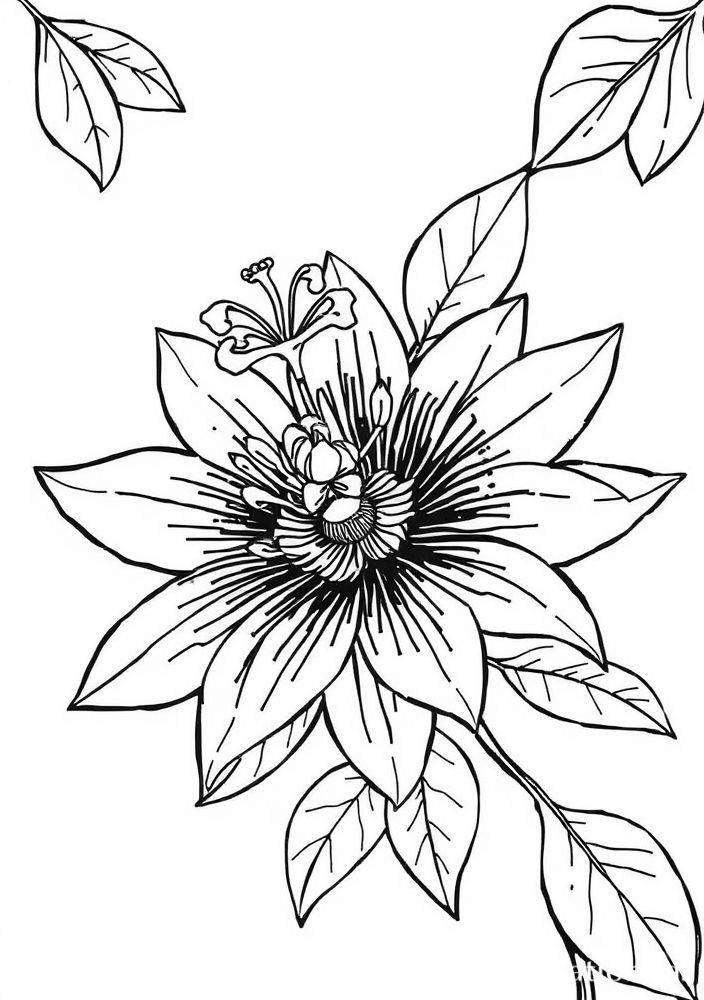 Desenho de Flor de Maracujá para Colorir