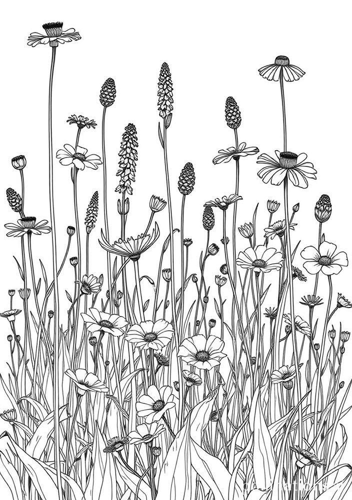 Desenho de Flores Silvestres para Colorir