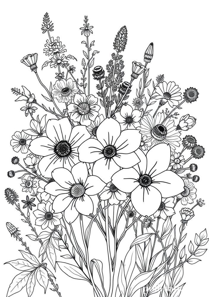 Desenho de Flores Silvestres para colorir