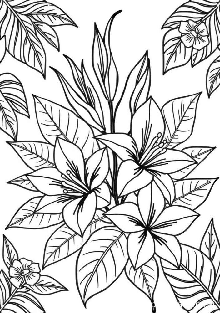 Desenho de Flores Tropicais para Colorir