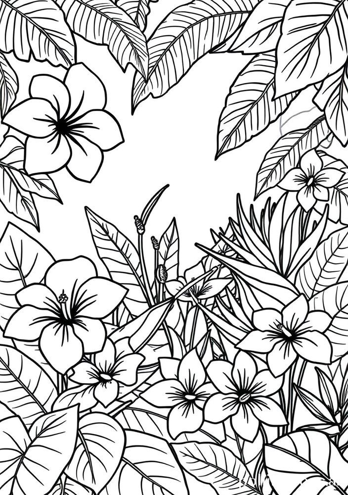 Desenho de Flores Tropicais para colorir