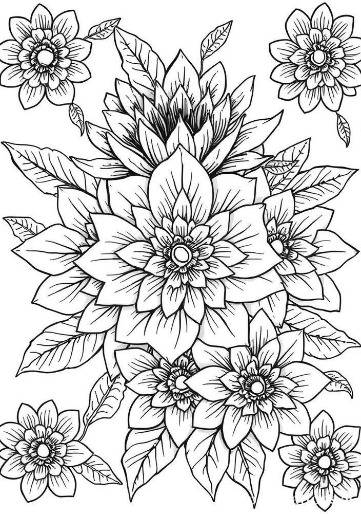 Desenho de Flores com Textura para colorir